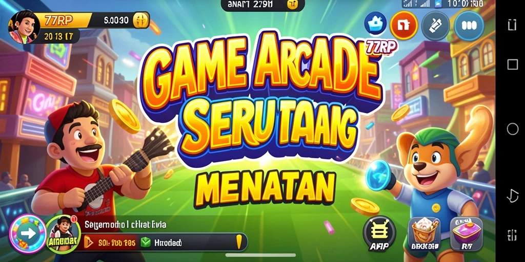 Tampilan utama antarmuka game Arcade 77RP yang menarik dan interaktif.