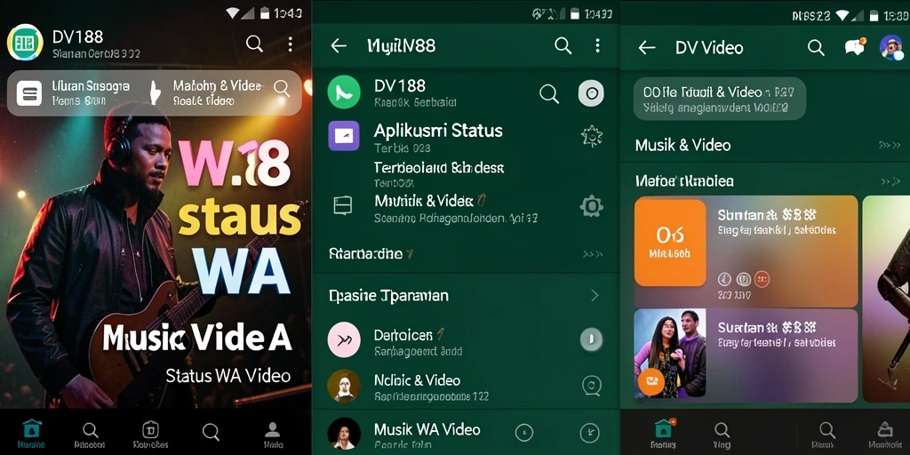 Tampilan antarmuka DV188 dengan koleksi video Status WA yang menarik.