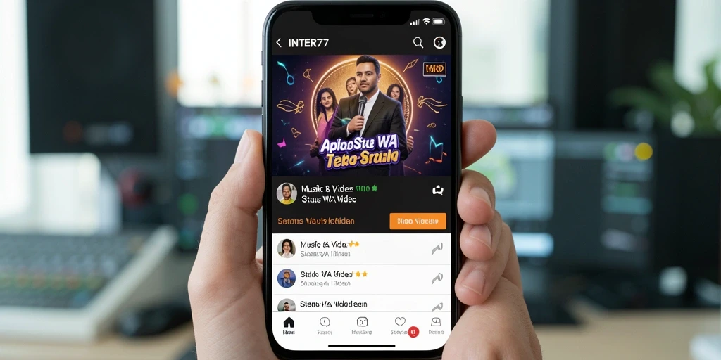 Antarmuka INTER77 menampilkan berbagai video menarik untuk status.