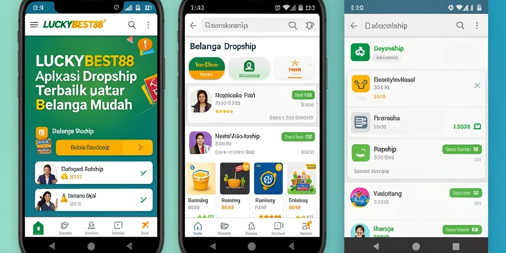 Tampilan antarmuka utama LUCKYBEST88 untuk aplikasi Dropship yang praktis.