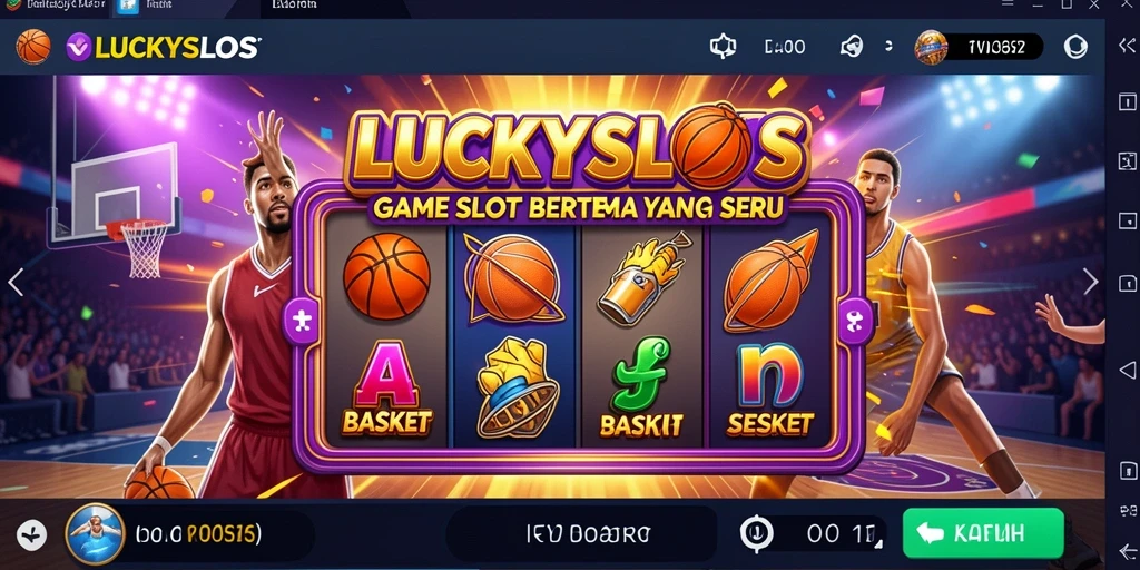 Antarmuka permainan <strong>LUCKYSLOTS</strong> dengan simbol-simbol basket yang menarik.