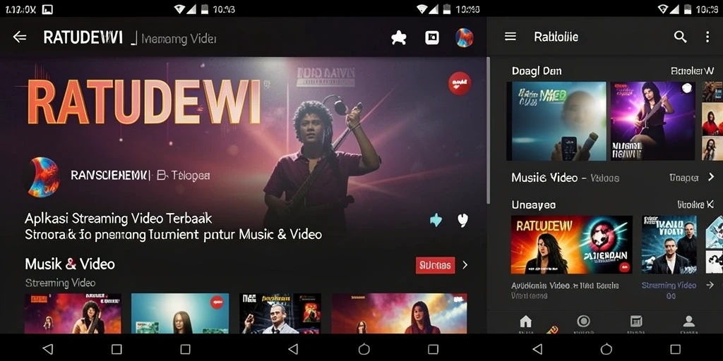 Antarmuka aplikasi Streaming Video yang modern dan mudah digunakan.