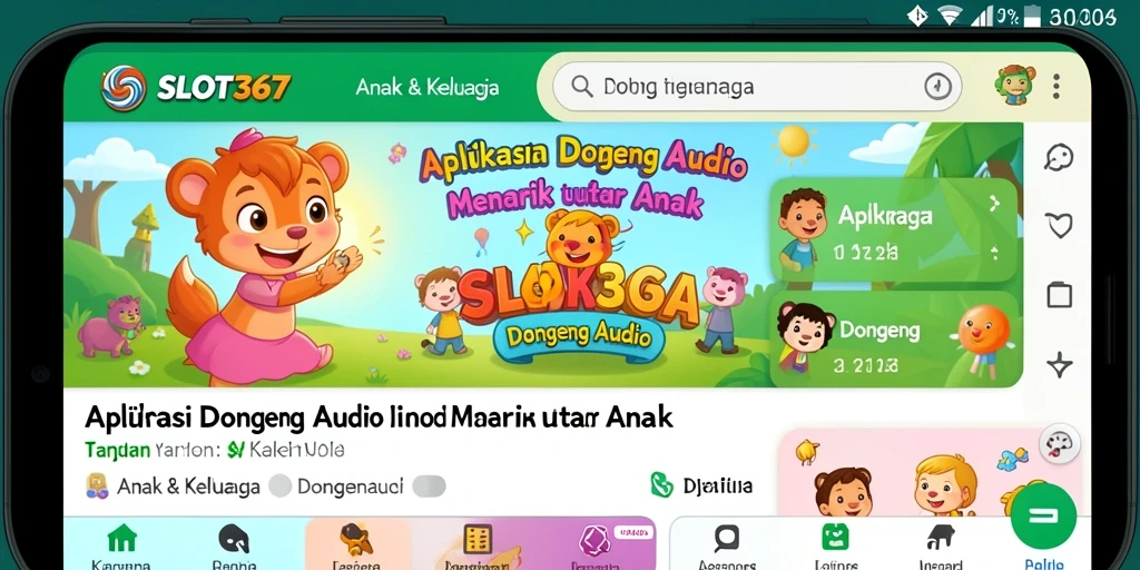 Antarmuka SLOT367 yang ramah anak dengan berbagai pilihan dongeng audio.